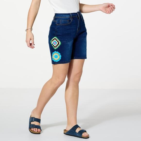 DG2 by Diane Gilman New Classic Stretch Denim Essential Short Indigo Choose Size - Picture 3 of 6